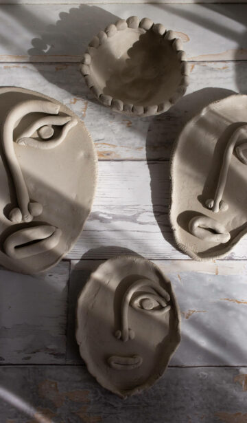 Töpfern Zuhause Gesichter töpfern