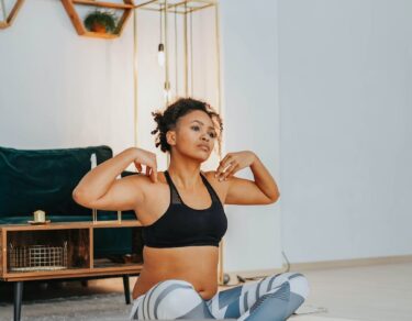 a woman in activewear doing yoga